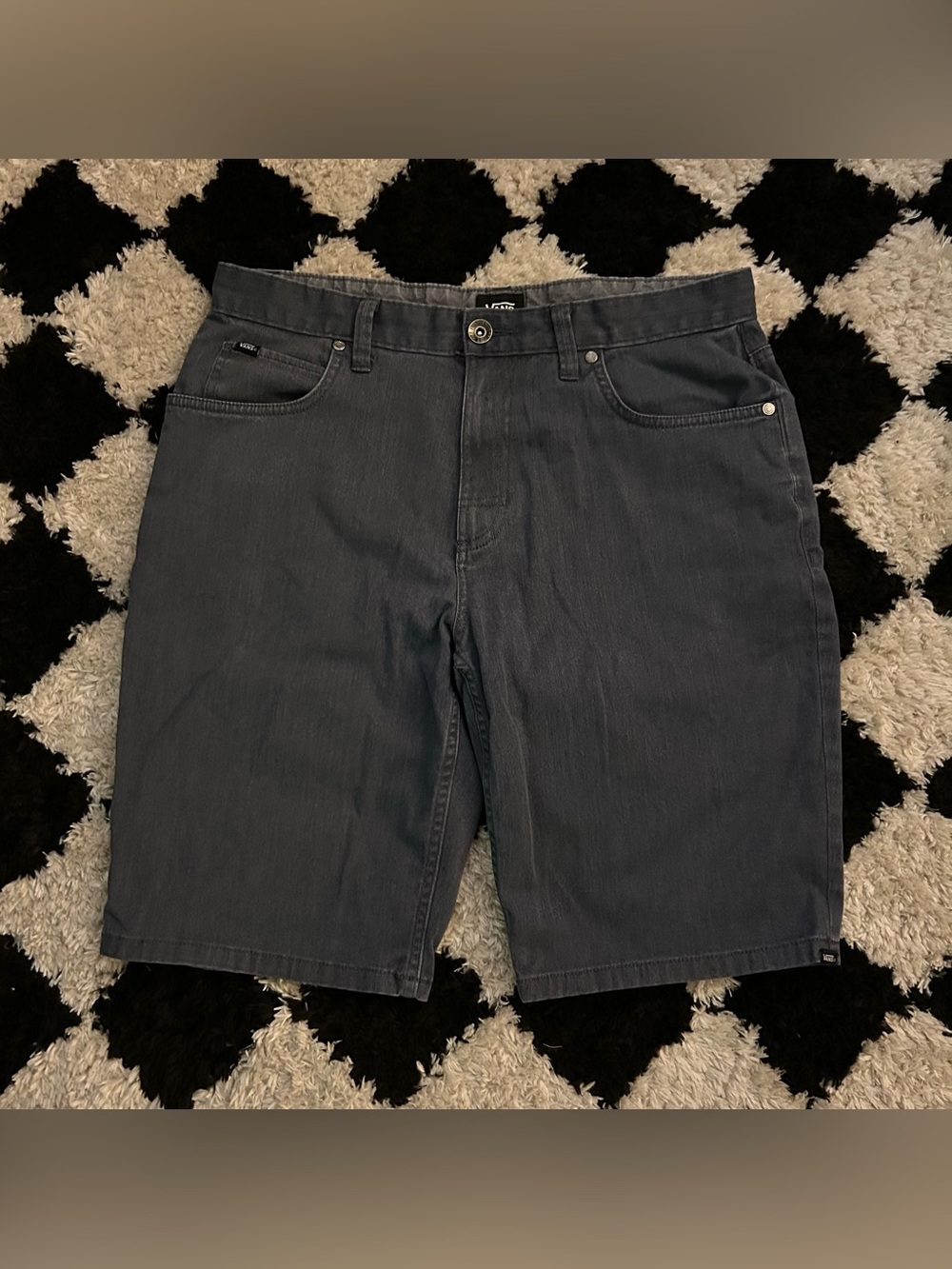 Vans Shorts Mens 32 Dark Wash Navy Blue Chinos Preppy Skater Casual Normcore Y2K